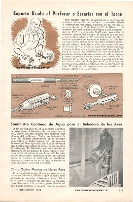 Soporte usado al perforar o escariar con el torno metal - Diciembre 1954