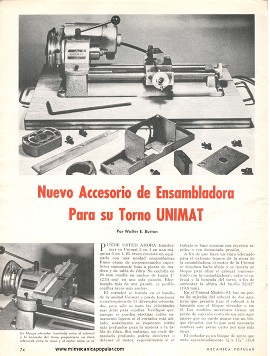 Accesorio de Ensambladora Para su Torno UNIMAT - Abril 1969
