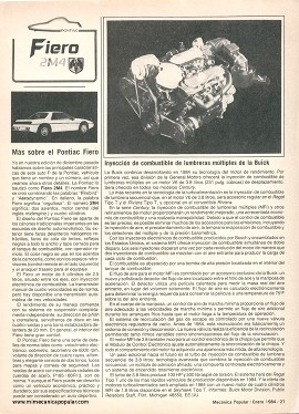 Inyección de combustible de lumbreras múltiples de la Buick -Enero 1984