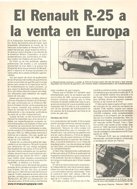 El Renault R-25 a la venta en Europa - Febrero 1984