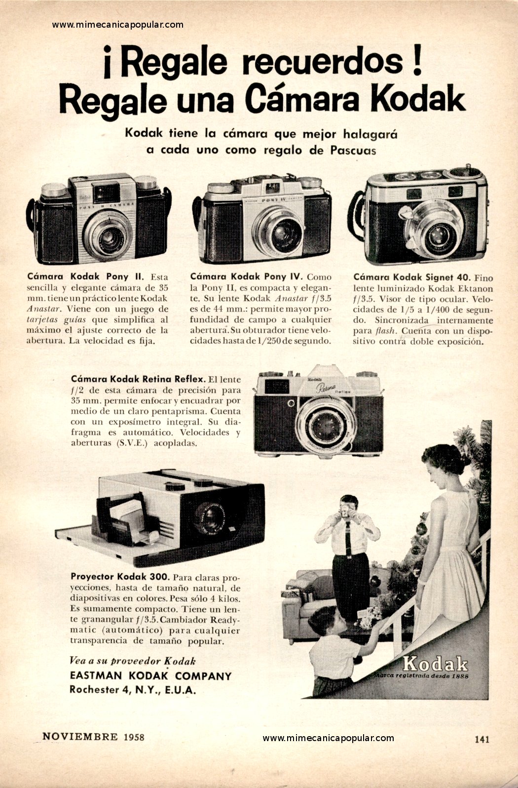 Publicidad - Regale una Cámara Kodak - Noviembre 1958