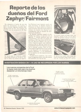 Reporte de los dueños del Ford Zephyr - Fairmont - Octubre 1978