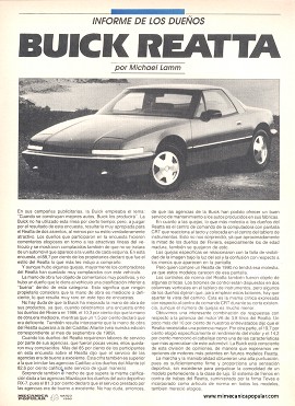 Informe de los dueños: Buick Reatta - Marzo 1990