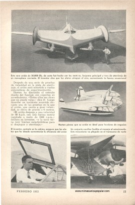 Extraño Avión Con Alas Retráctiles - Febrero 1953