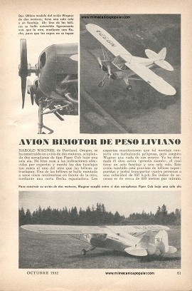 Avión Bimotor de Peso Liviano -Octubre 1952
