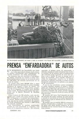Poderosa Prensa Enfardadora de Autos - Enero 1955