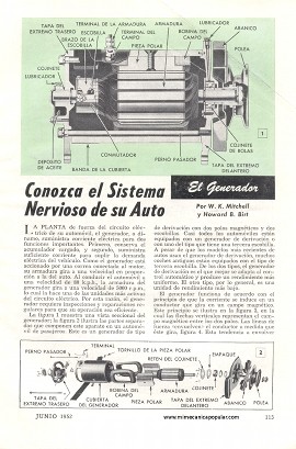Conozca el Sistema Nervioso de su Auto - El Generador - Junio 1952