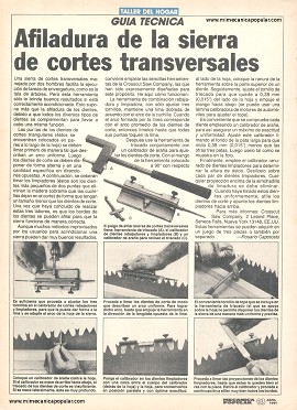 Afiladura de la sierra de cortes transversales - Abril 1991
