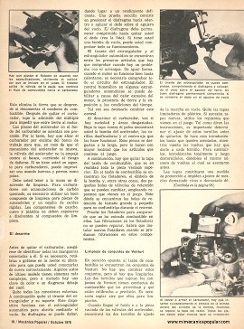 Cómo reparar su carburador - Octubre 1976