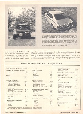 Informe de los dueños: Toyota Corolla - Agosto 1974