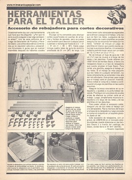 Accesorio de rebajadora para cortes decorativos - Septiembre 1985