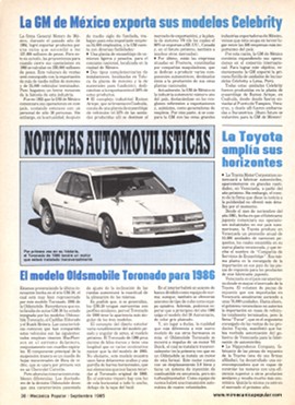 Noticias Automovilísticas - Septiembre 1985