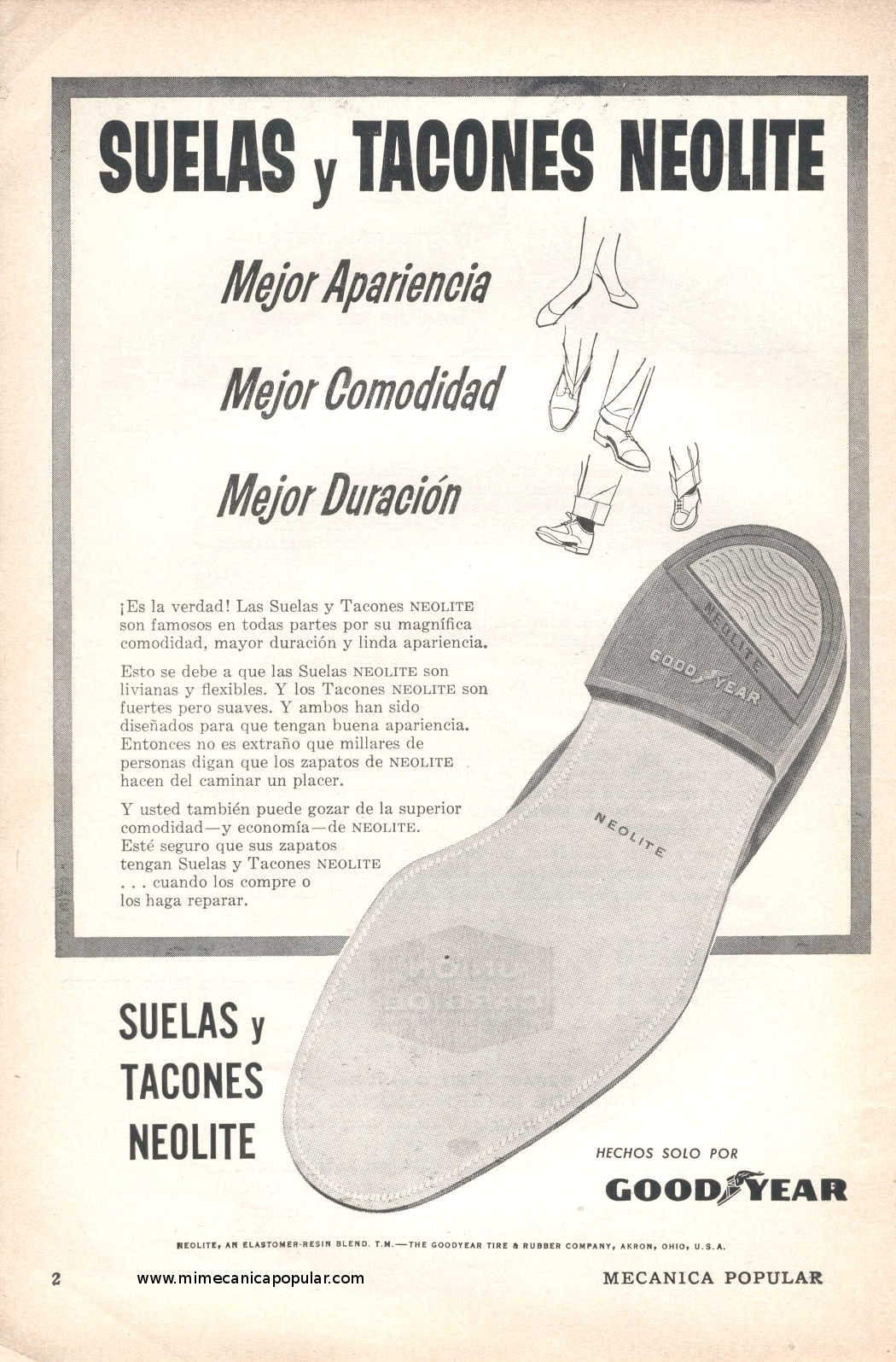 Publicidad - Suelas y Tacones Neolite - GoodYear - Octubre 1957