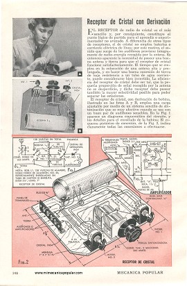 Receptor de cristal con derivación de bobina, y amplificador de pila - Junio 1948