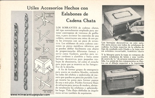 Útiles accesorios hechos con eslabones de cadena chata - Agosto 1963