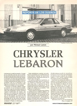 Informe de los dueños: Chrysler LeBaron - Noviembre 1988