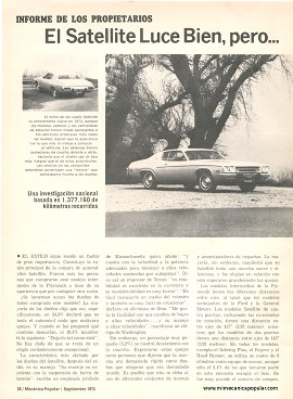 Informe de los dueños: Plymouth Satellite 1973 - Septiembre 1973