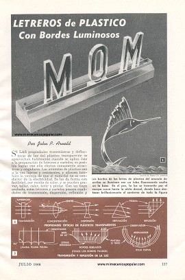 Letreros de Plástico Con Bordes Luminosos - Julio 1948