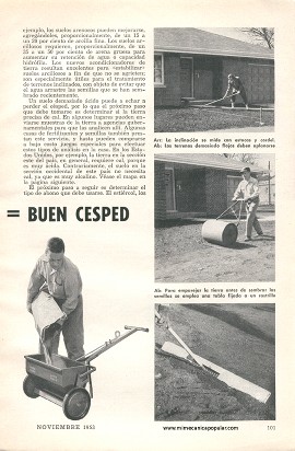 Trabajo Pesado más Abonos igual a Buen Césped - Noviembre 1953