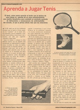 Aprenda a Jugar Tenis - Marzo 1975