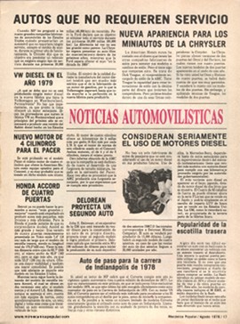 Noticias Automovilísticas - Agosto 1978