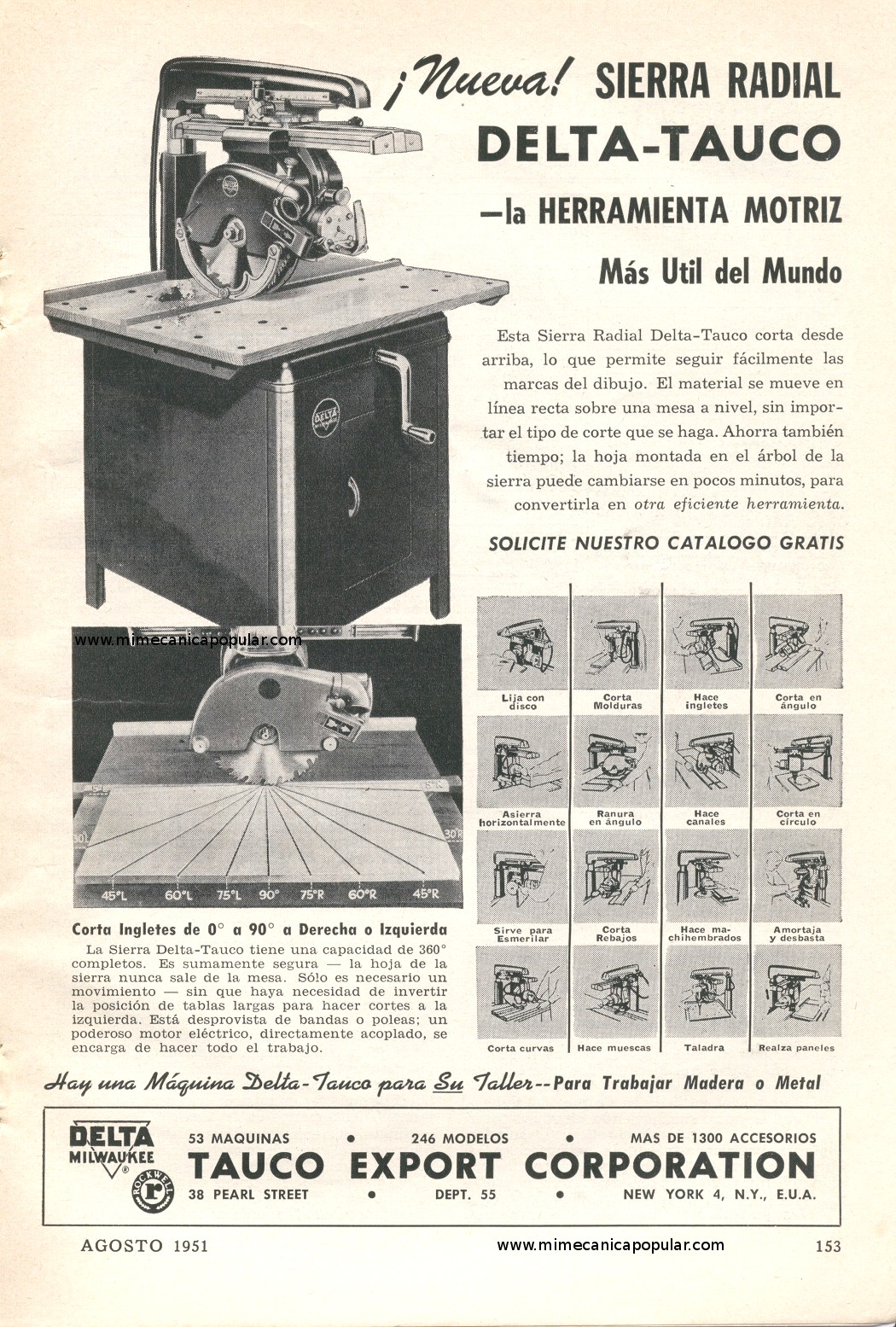 Publicidad - Sierra Radial Delta-Tauco - Agosto 1951