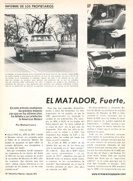 Informe de los dueños: Matador AMC - Agosto 1973