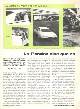 Informe de los dueños: Pontiac Grand Am - Junio 1973