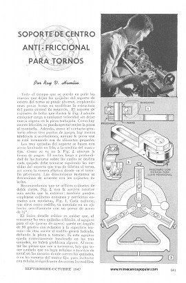 Soporte de centro anti-friccional para tornos - Septiembre 1947