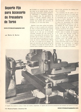Soporte Fijo para Accesorio de Fresadura de Torno Metal - Diciembre 1973