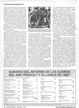 Informe de los dueños: AMC Renault Alliance - Septiembre 1983