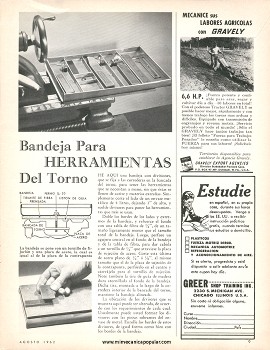 Bandeja Para Herramientas Del Torno - Agosto 1962