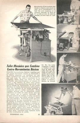 Taller Mecánico que Combina Cuatro Herramientas Básicas -Febrero 1953