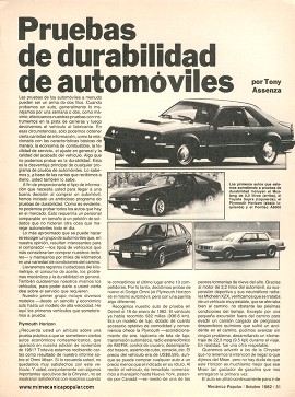 Pruebas de durabilidad de automóviles - Octubre 1982