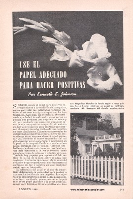 Fotografía: Use el Papel Adecuado Para Hacer Positivas -Agosto 1949
