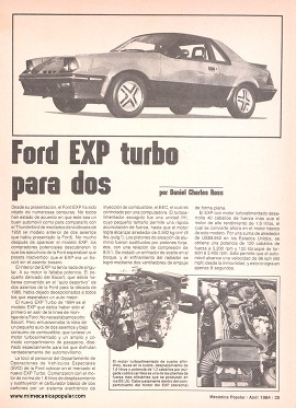 Ford EXP turbo para dos - Abril 1984