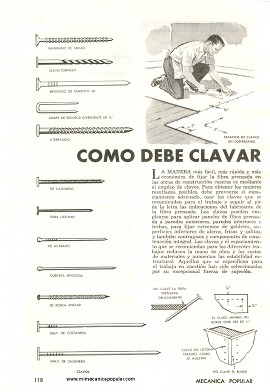 Cómo Debe Clavar la Fibra Prensada - Diciembre 1961