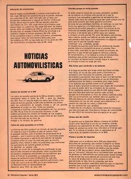 Noticias Automovilísticas - Junio 1974