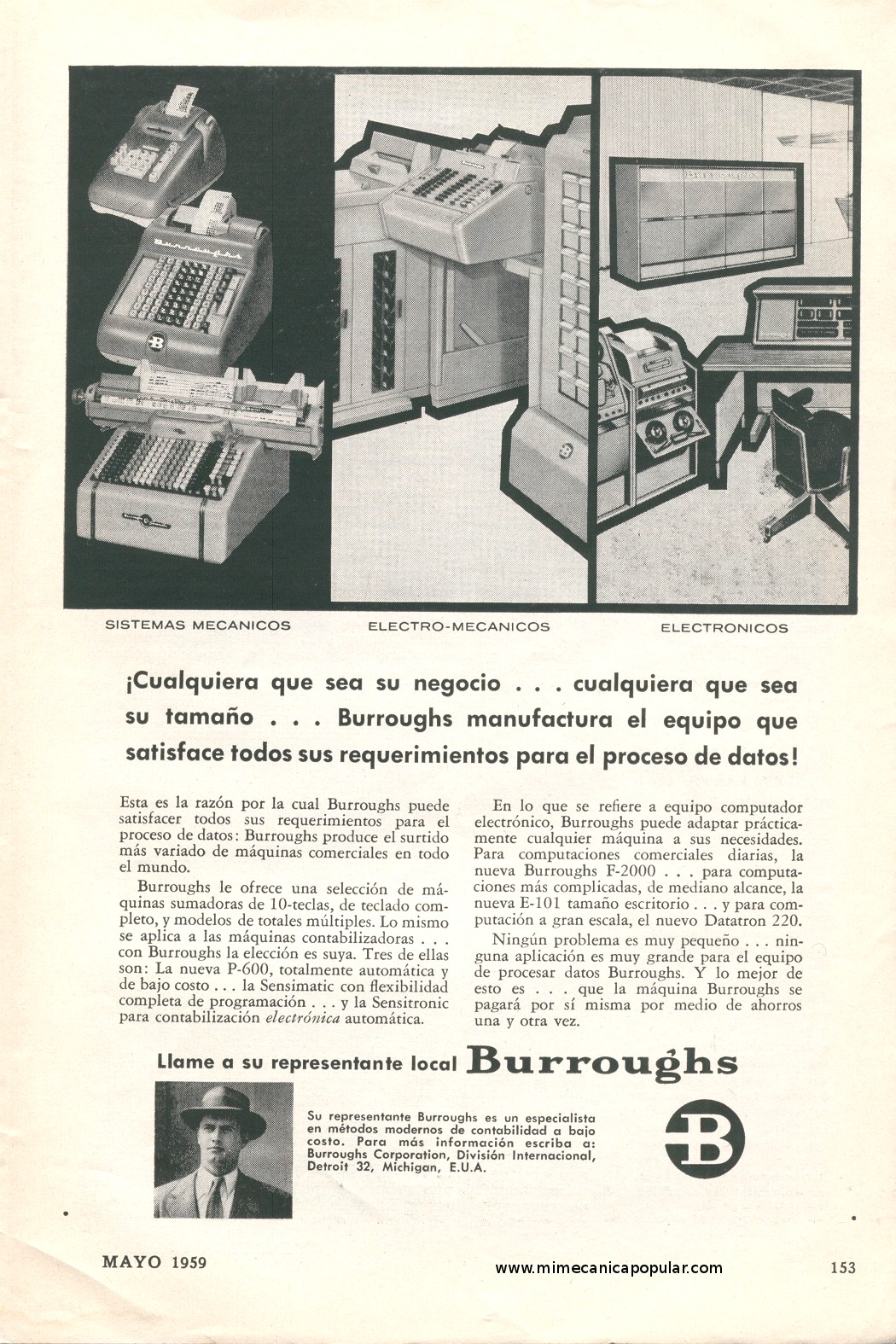 Publicidad - Computadoras Burroughs - Mayo 1959