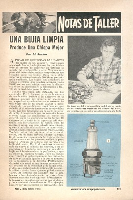 Una bujía limpia produce una chispa mejor - Noviembre 1953