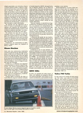 8 de los mejores sedanes deportivos - Junio 1985