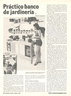 Práctico banco de trabajo de jardinería - Agosto 1979