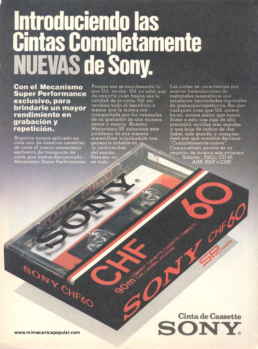 Publicidad - Cinta de Cassette Sony - Septiembre 1979