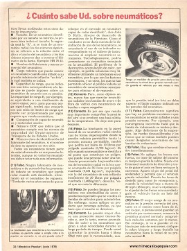 ¿Cuánto sabe Ud. sobre neumáticos? - Julio 1978