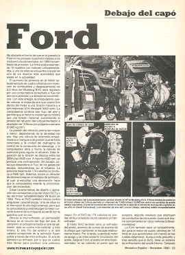 Modelos Ford y lo que hay bajo sus capós - Diciembre 1983