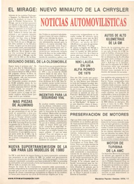 Noticias Automovilísticas - Octubre 1978
