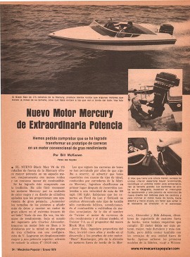 Motor Fuera de Borda Mercury de Extraordinaria Potencia - Enero 1976