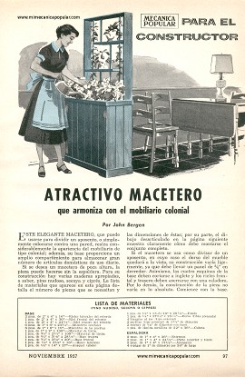 Atractivo Macetero - Noviembre 1957