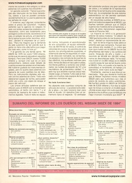 Informe de los dueños: Nissan 300ZX - Septiembre 1984