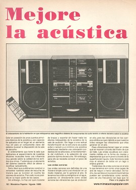 Acústica: cómo influye en su equipo de sonido - Agosto 1985